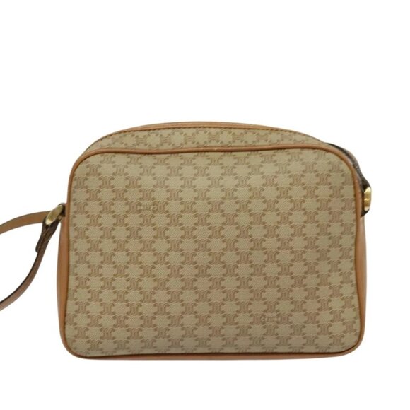 CELINE Macadam Canvas Shoulder Bag PVC Beige Gold Auth 126031 - Picture 2 of 16